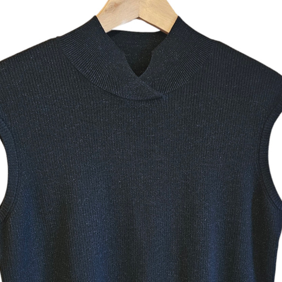 Coldwater Creek Women's Black Silk Blend Sparkle Sleeveless Sweater Size XLarge - Picture 4 of 10